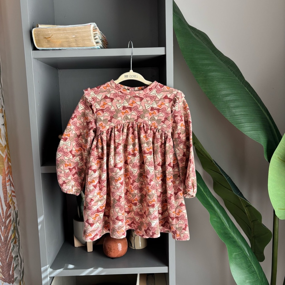mayoral bow print babydoll dress